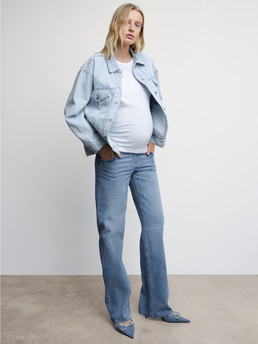 Mango wide leg maternity jeans